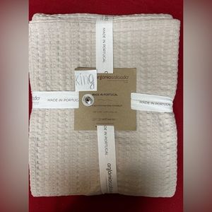 Antonio Salgado Jacquard Cotton MATELASSE COVERLET Taupe King Sz 108x95”Portugal